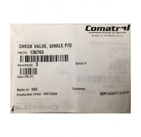 130703 - Single PO Check Valve