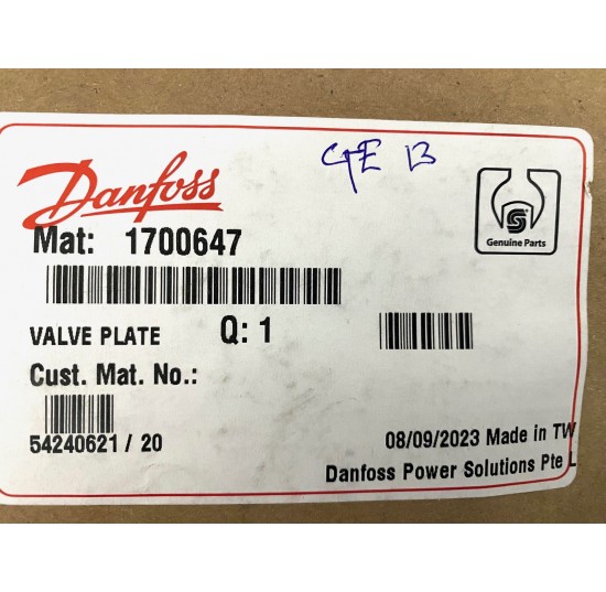 1700647 - Valve Plate, CW Series 45 E Frame